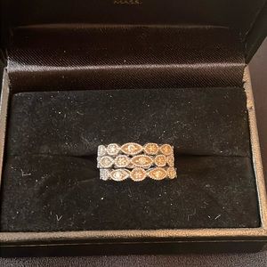 3 stackable silver thin band rings